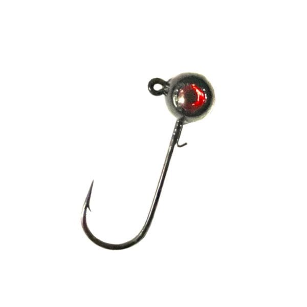 Horker solid black painted freestyle jig head with red eye