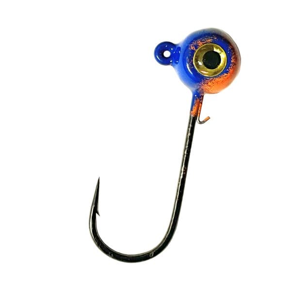 Horker blue dusted orange painted freestyle jig head with gold eye