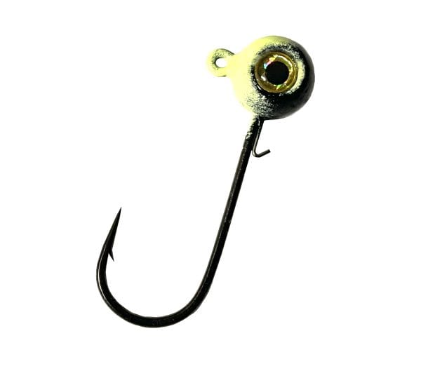 Horker chartreuse dusted black painted freestyle jig head with gold eye