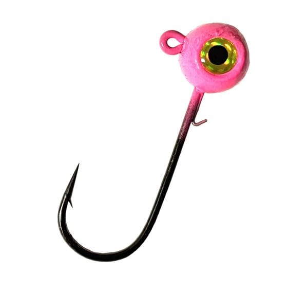 Horker hot pink painted freestyle jig head with golden eye