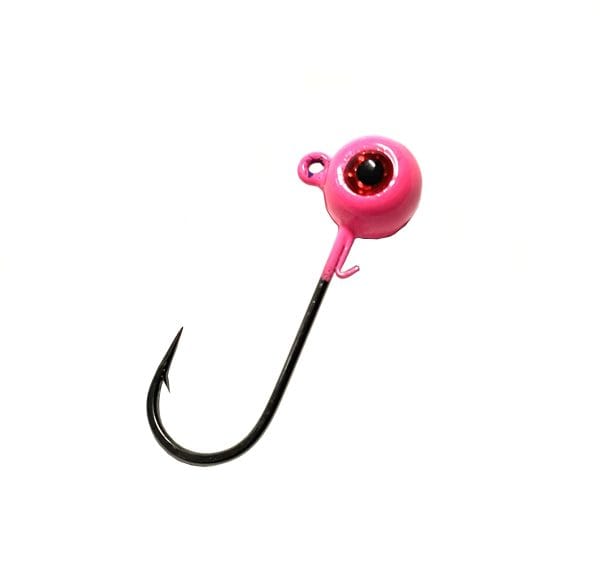 Horker solid hot pink painted freestyle jig head with red eye