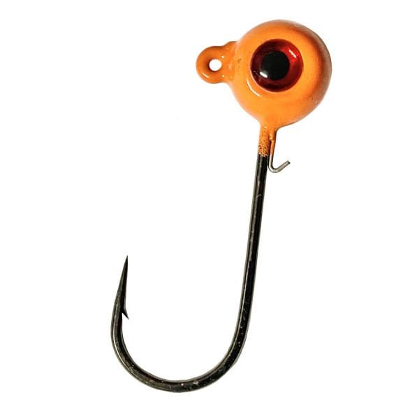 Horker solid orange painted freestyle jig head with red eye