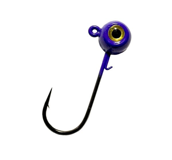 Horker solid purple freestyle jig head with golden eye