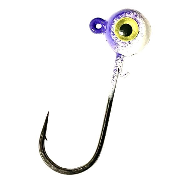 Horker purple dusted white freestyle jig head with golden eye